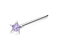 Purple Stone Star Silver Straight Nose Stud NSKA-603